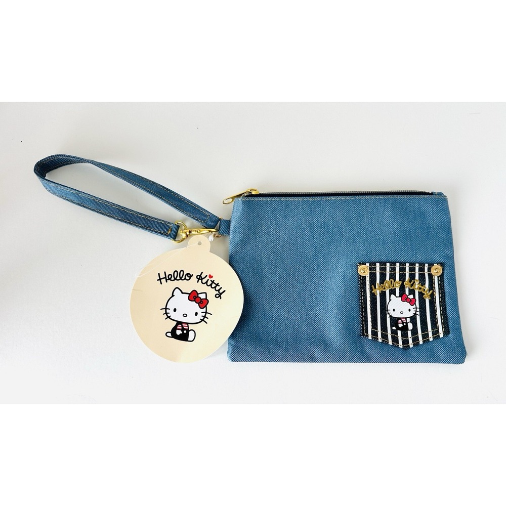 Sanrio Hello Kitty Denim Flat Pouch‎ Bag New With Tags